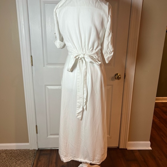 Zara TRF Collection Women's Size XS White Button Front Midi Dress Lyocell - Picture 9 of 11